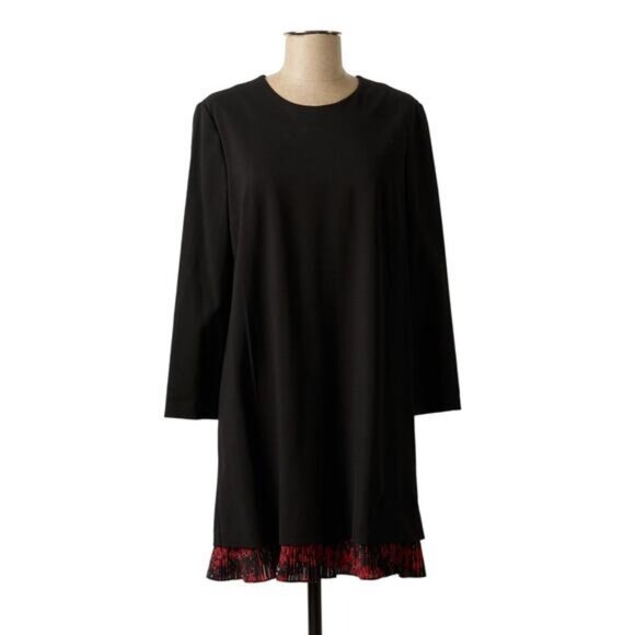 JUST CAVALLI Roberto Cavalli Midi Black Shift Dress W/ Multi Trim Size 8 Wool - Picture 1 of 10